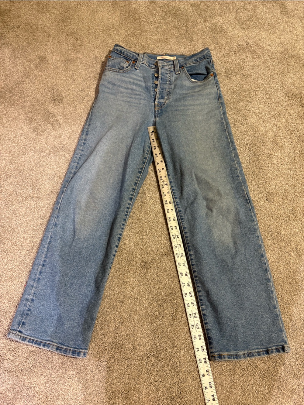 Levi's Premium Ribcage Straight Ankle Jeans Medium Wash Blue Size 25 High Rise